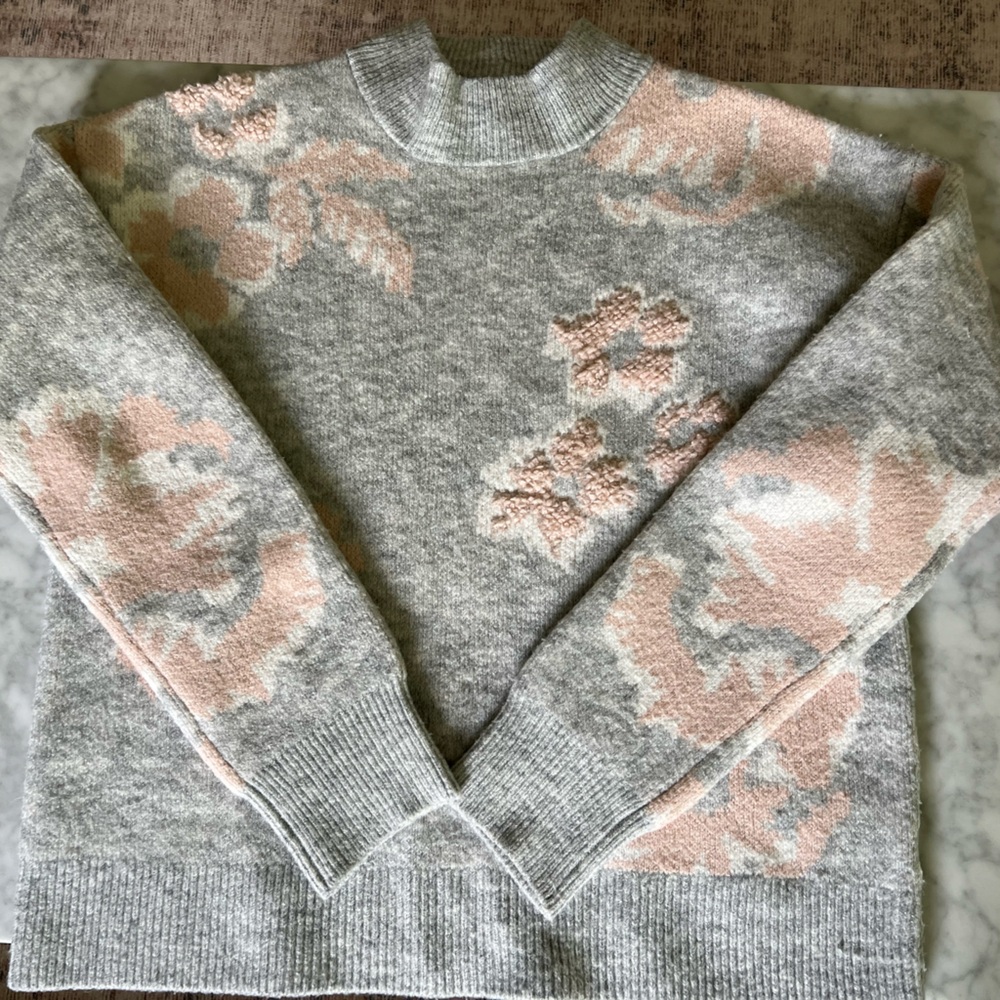 Caslon Gray and Cream Cowl Neck Sweater